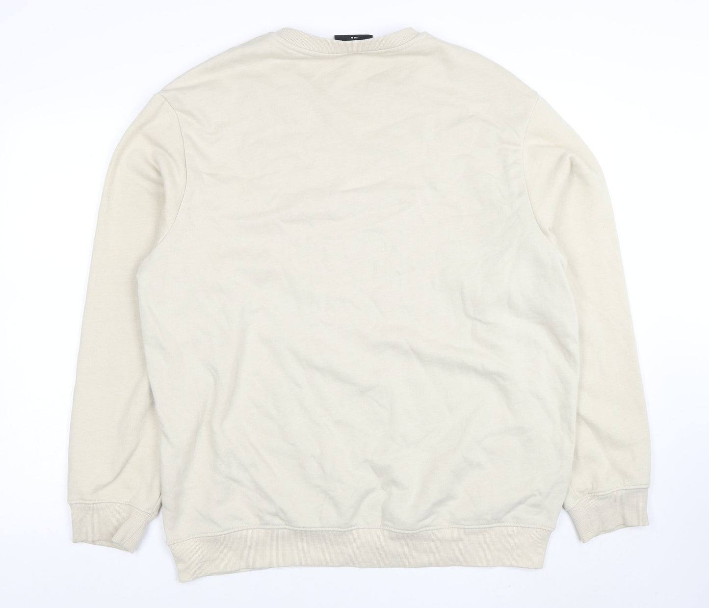 H&M Men Beige Relaxed Fit Crew Neck Cotton Sweatshirt XL