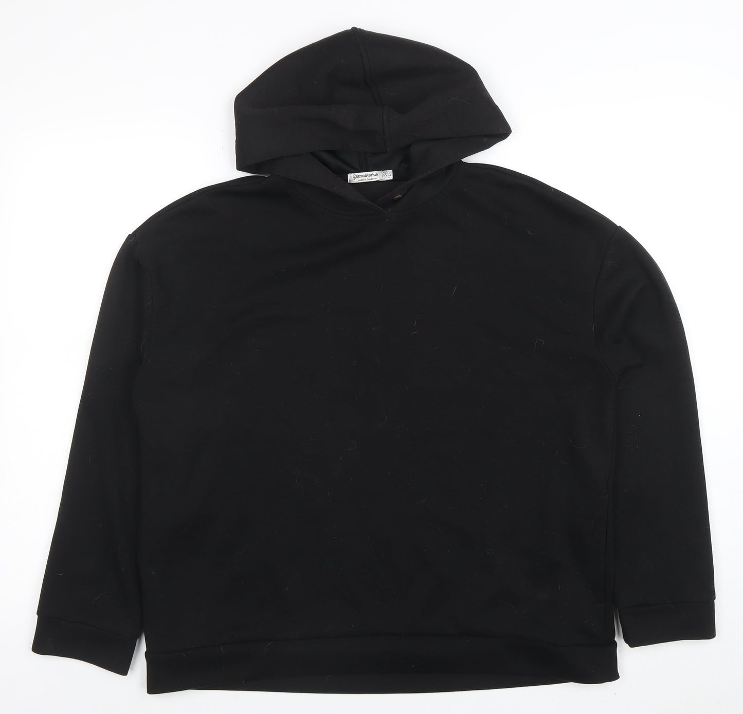 Stradivarius Womens Black Pullover Hoodie Size L Viscose Blend
