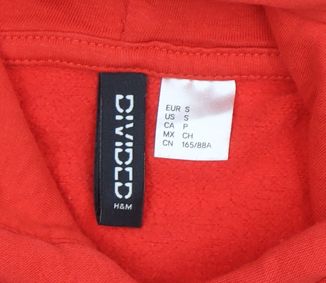 H&M Divided Women's Red Pullover Hoodie Size Small Lucky Me Print