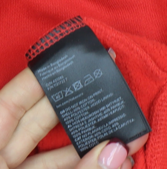 H&M Divided Women's Red Pullover Hoodie Size Small Lucky Me Print