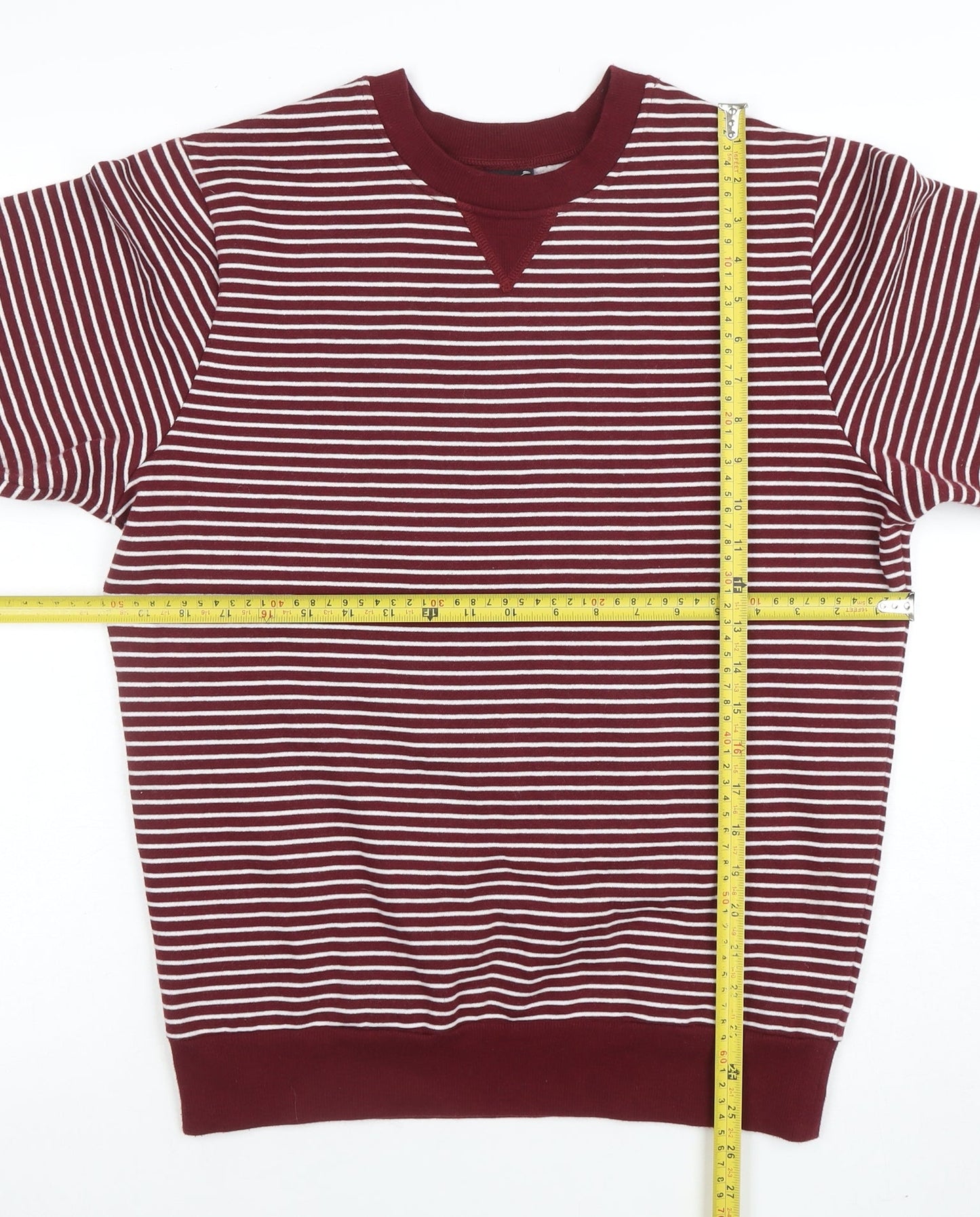 POPO England Women’s Burgundy White Striped Cotton Blend Sweatshirt M