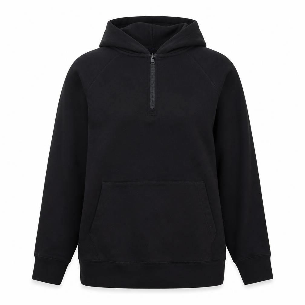 Front view of Dunnes Women's Black 1/4 Zip Hoodie, size S