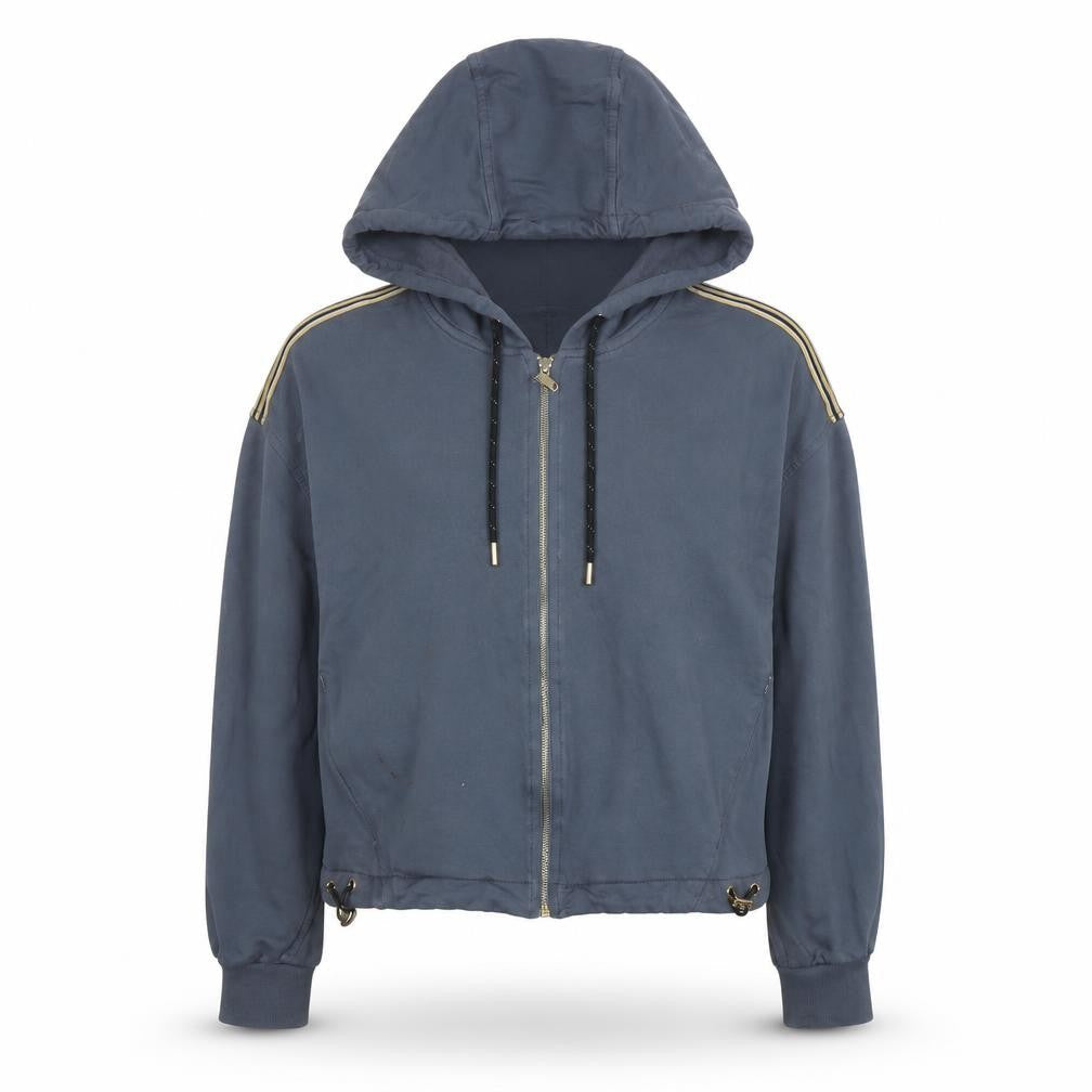 EVA KAYAN Women Blue Full Zip Hooded Sweatshirt Size 14 Cotton