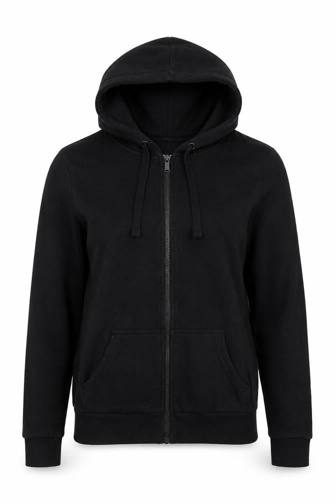 BASIC Women's Black XS Full Zip Hoodie Cotton Blend Casual