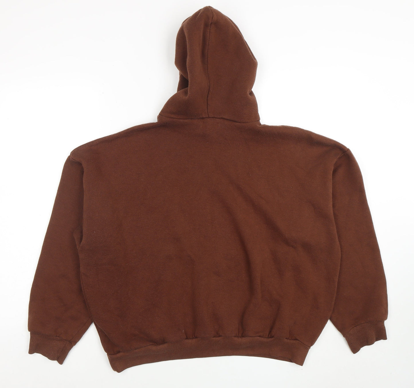 Boohoo Women Brown Pullover Hoodie Medium Cotton Blend Casual