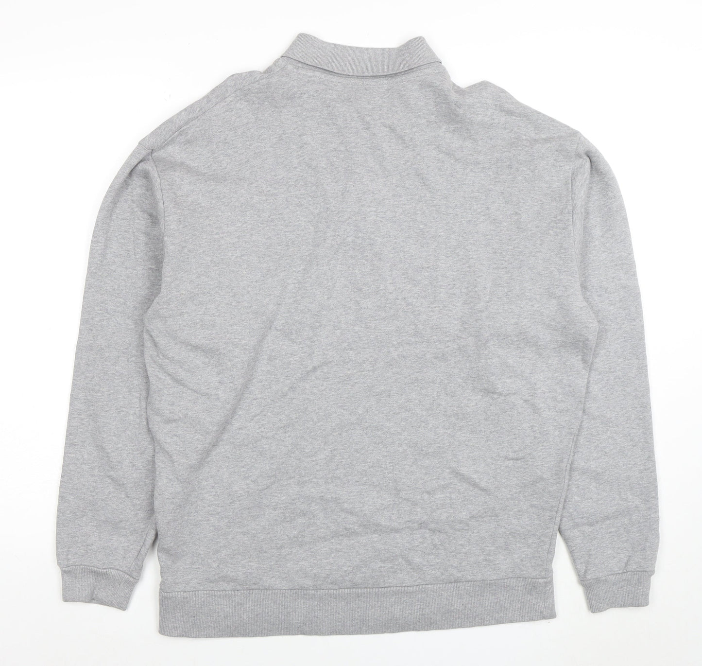 ASOS Men’s Grey Long Sleeve Cotton Polo Shirt XS Regular Fit