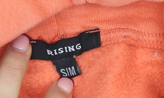 Rising Women's Orange Pullover Hoodie S/M Cotton Blend Casual