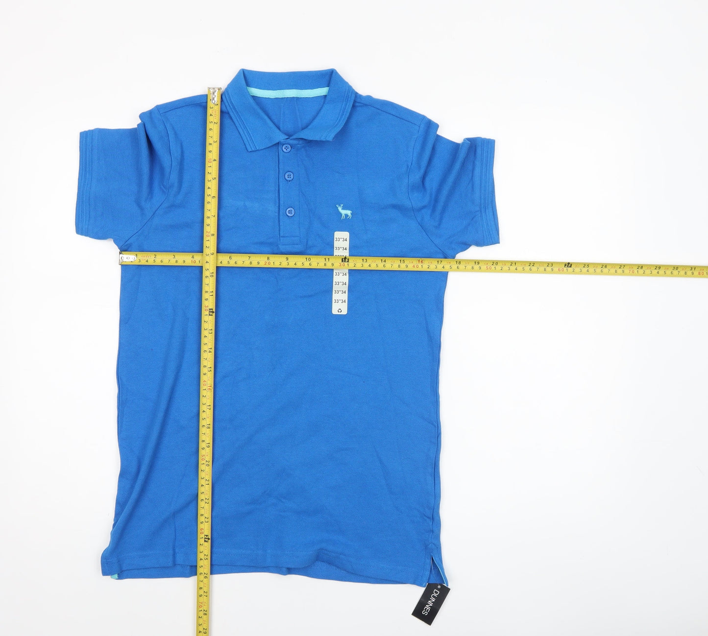 Dunnes Stores Men's Blue Cotton Polo Shirt Size S 33/34in
