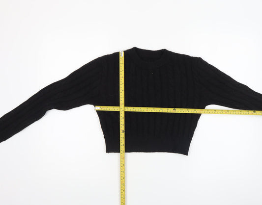 SHEIN Women's Black Cable-Knit Acrylic Jumper Size 14