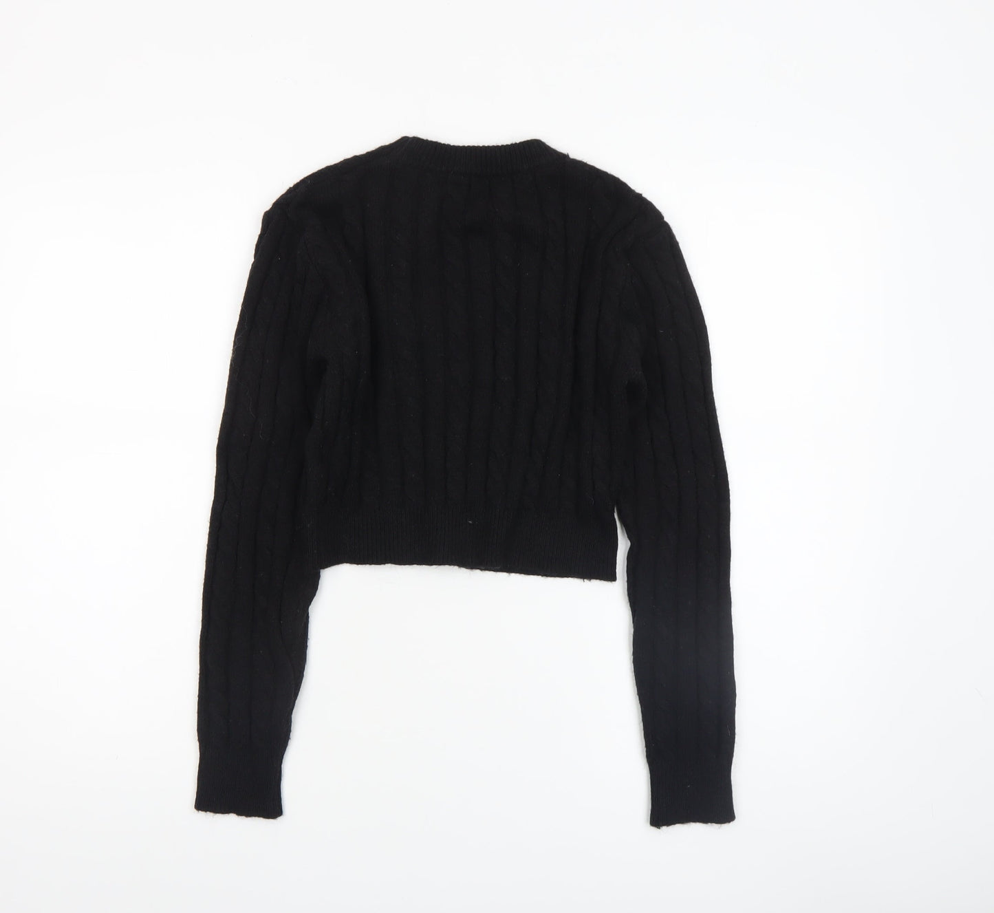 SHEIN Women's Black Cable-Knit Acrylic Jumper Size 14