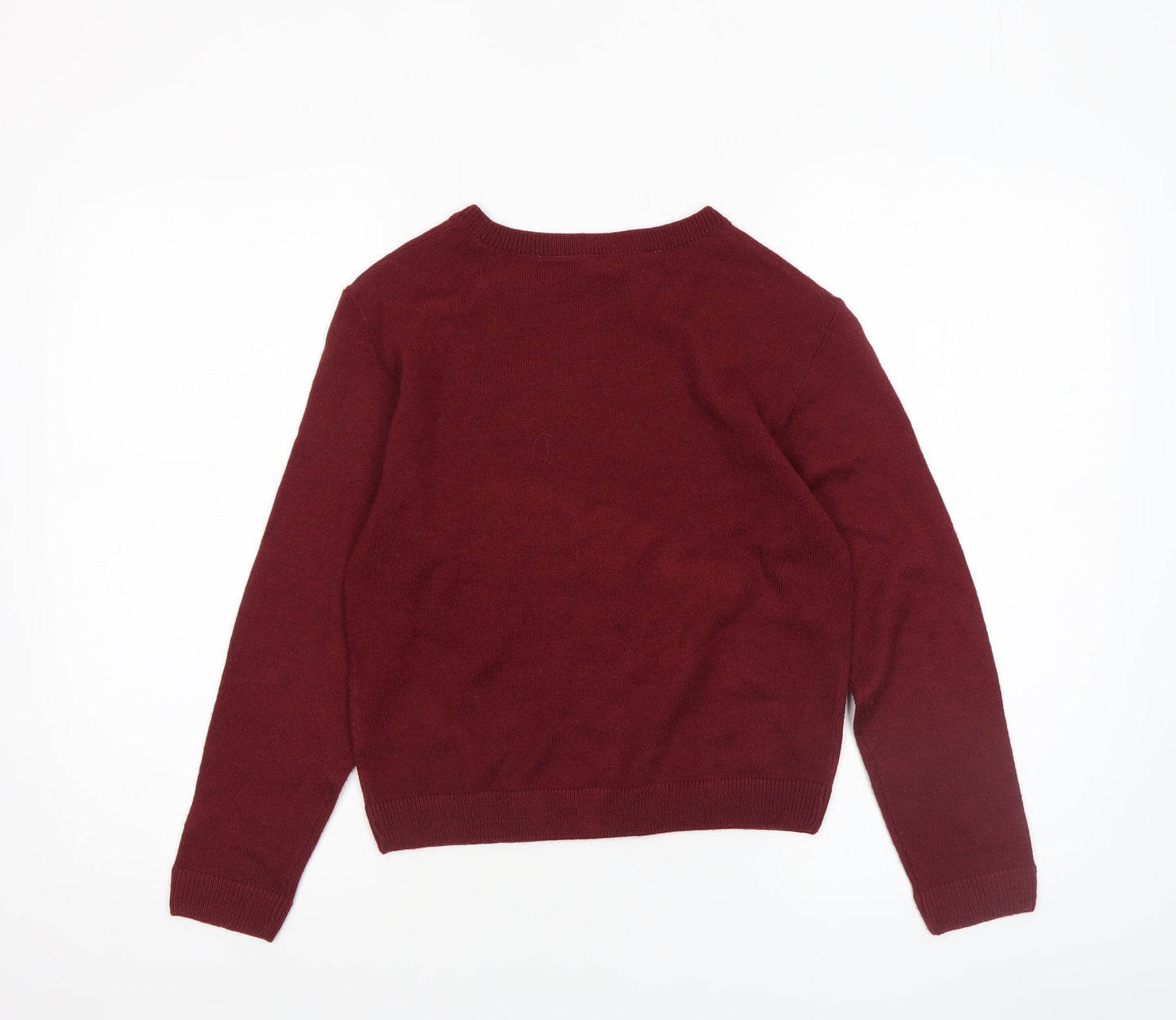 H&M Girls Burgundy Hogwarts Jumper 10-12 Years Acrylic Knit Crew Neck
