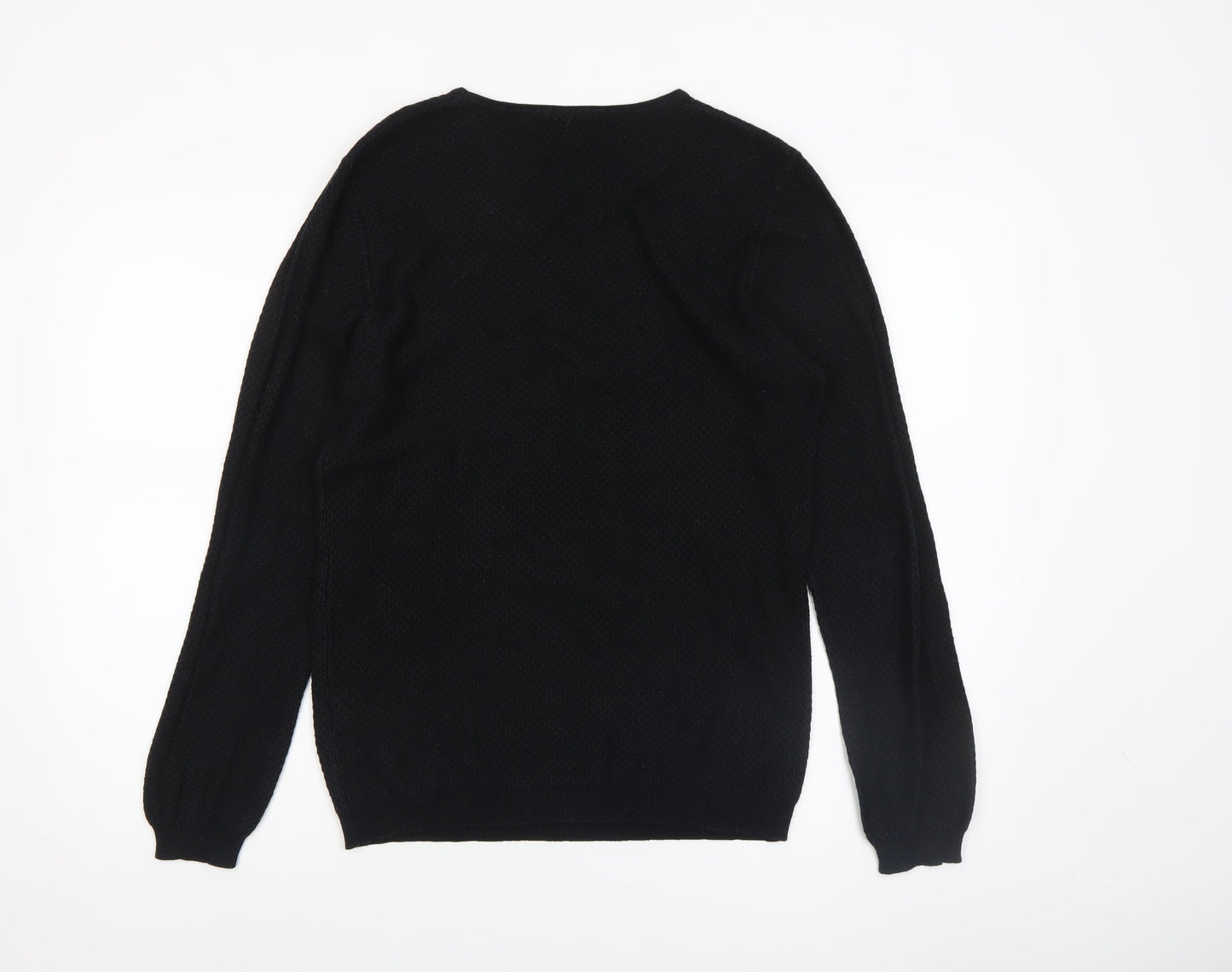 Zara Man Black Cotton Blend Men's S Crew Neck Knit Jumper