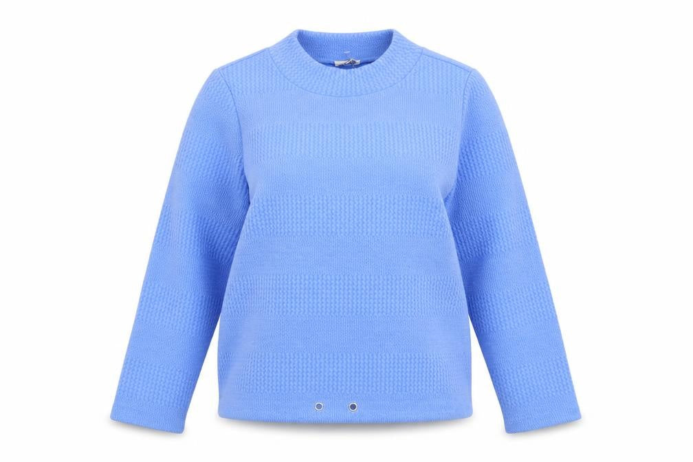Tom Tailor Women Blue Textured Knit Pullover Sweatshirt Size S