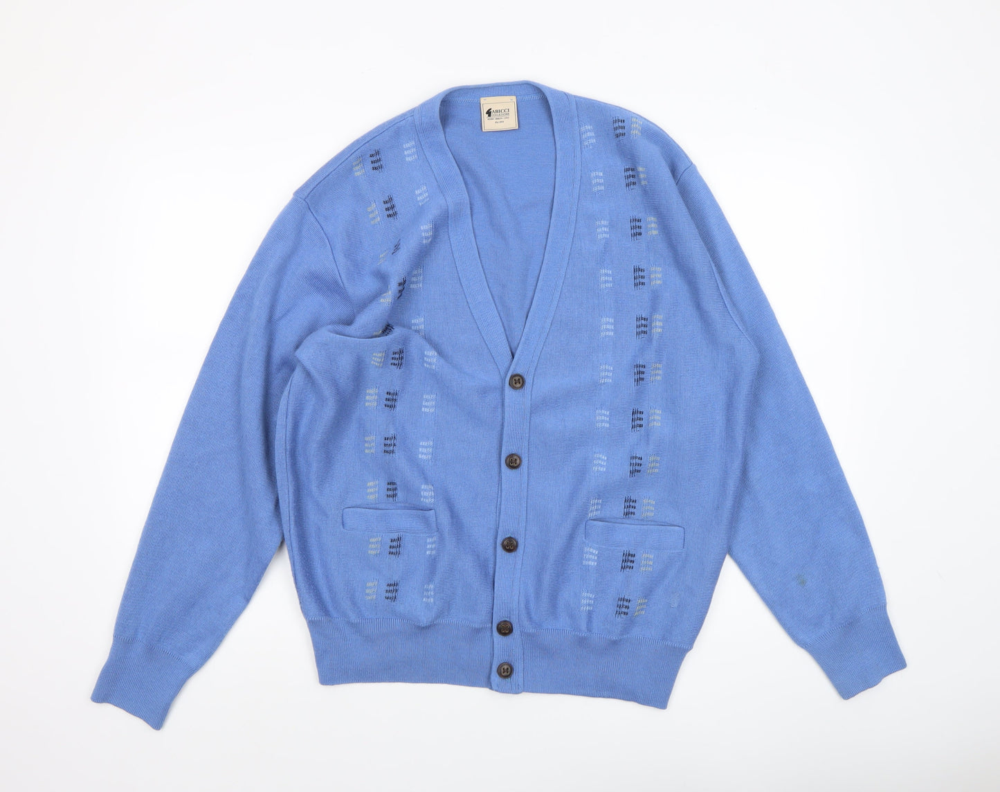 Gabicci Women Blue Wool Blend Button V-Neck Cardigan L