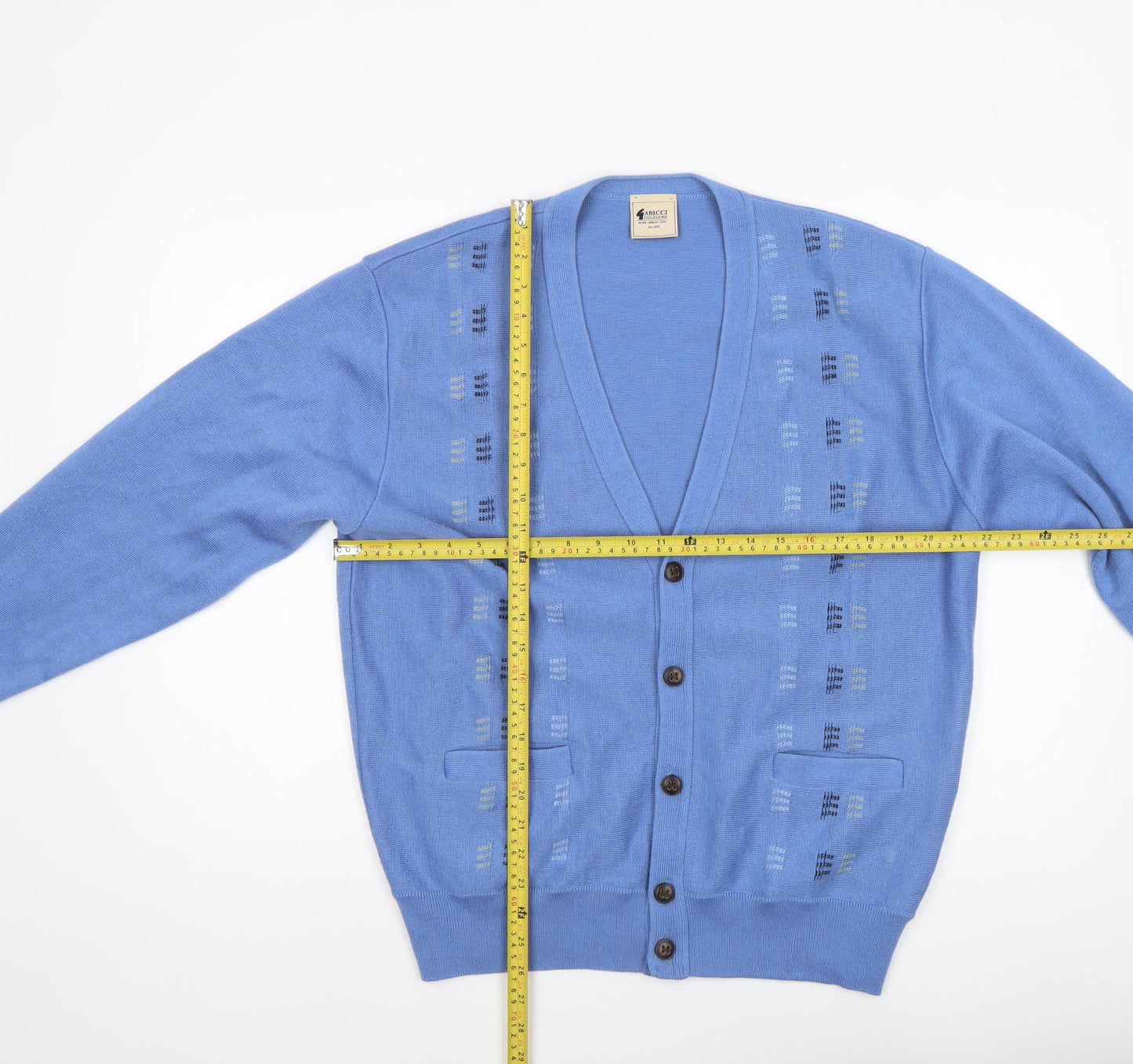 Gabicci Women Blue Wool Blend Button V-Neck Cardigan L