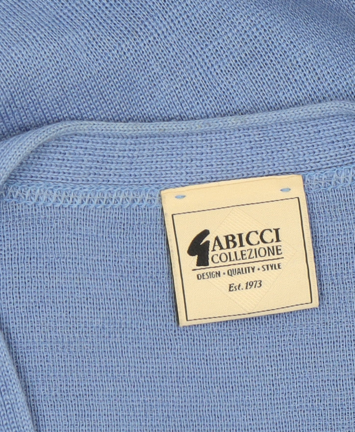 Gabicci Women Blue Wool Blend Button V-Neck Cardigan L