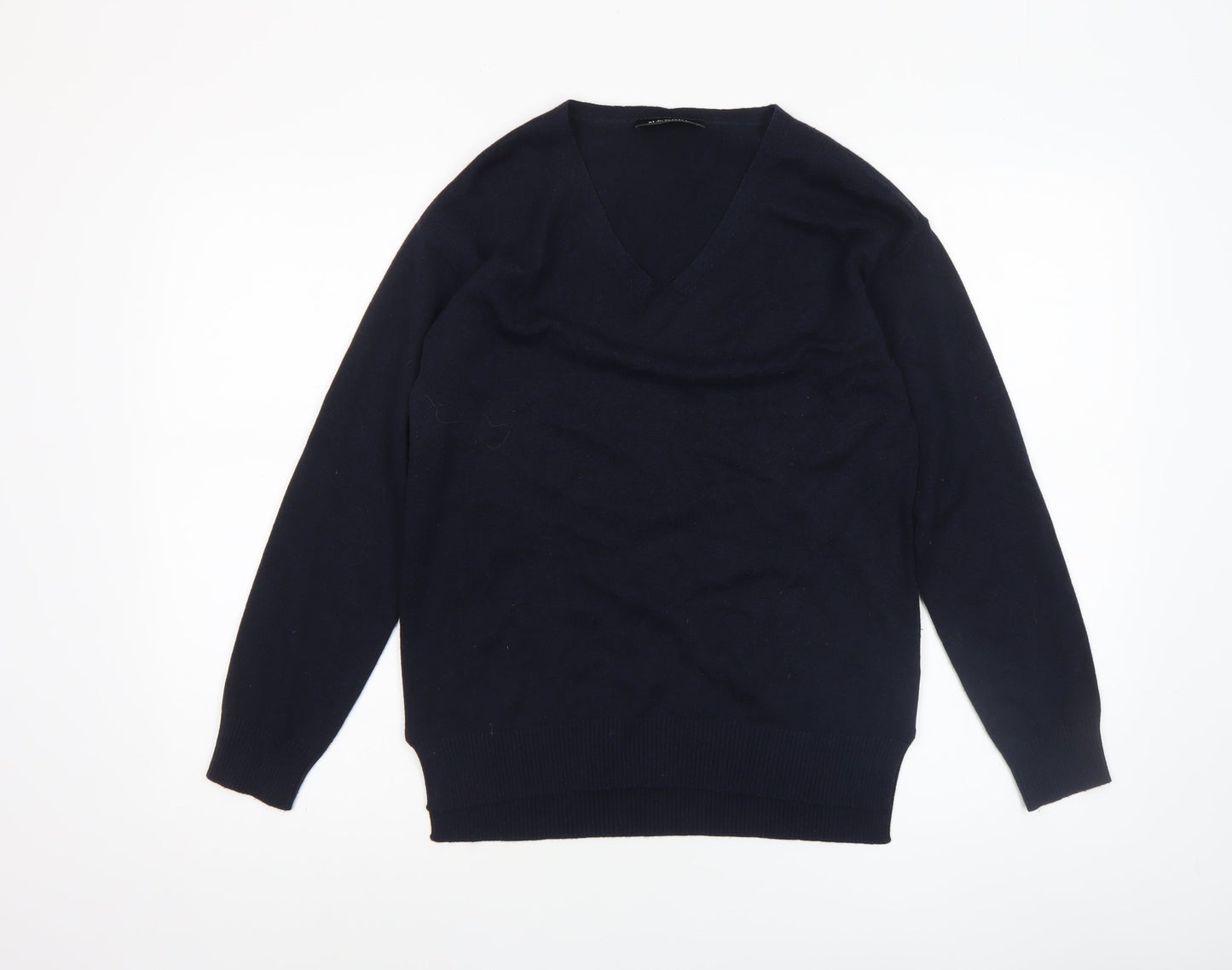 M&Node Women's Navy V-Neck Long Sleeve Jumper Size L