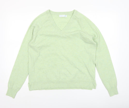 Primark Women Green V-Neck Pullover Knit Jumper Size S