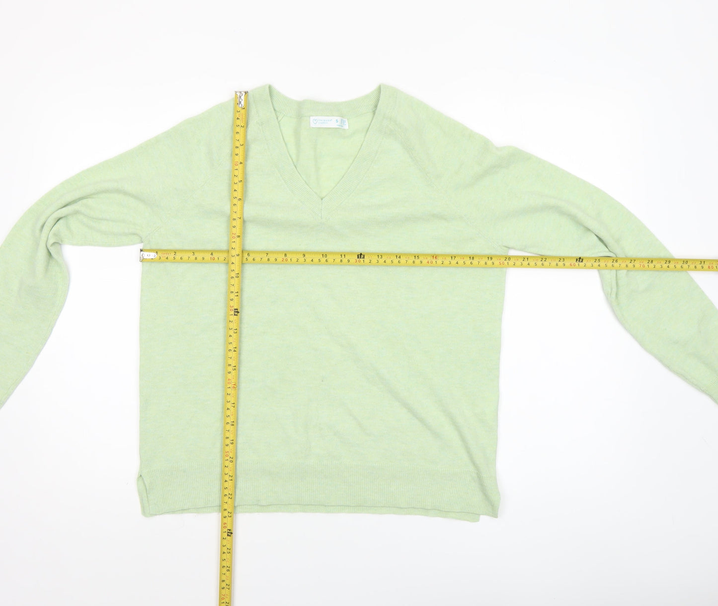 Primark Women Green V-Neck Pullover Knit Jumper Size S