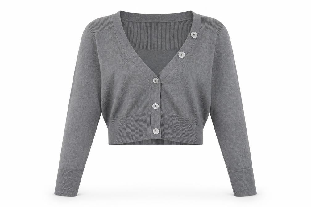 Marks and Spencer Women's Grey V-Neck Button Cardigan Size 8