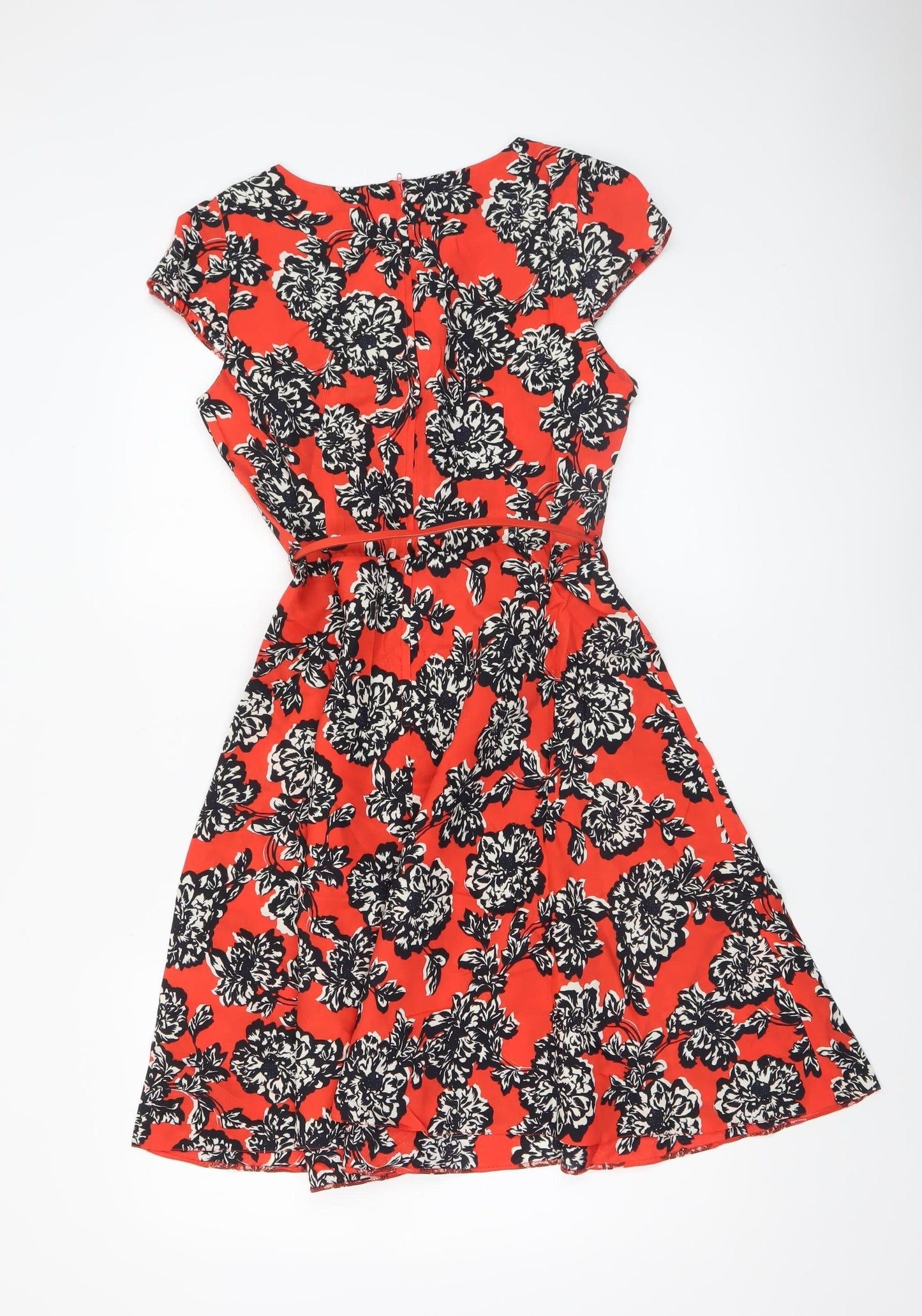 Wallis Women Red Floral Fit & Flare Knee Length Dress UK 10