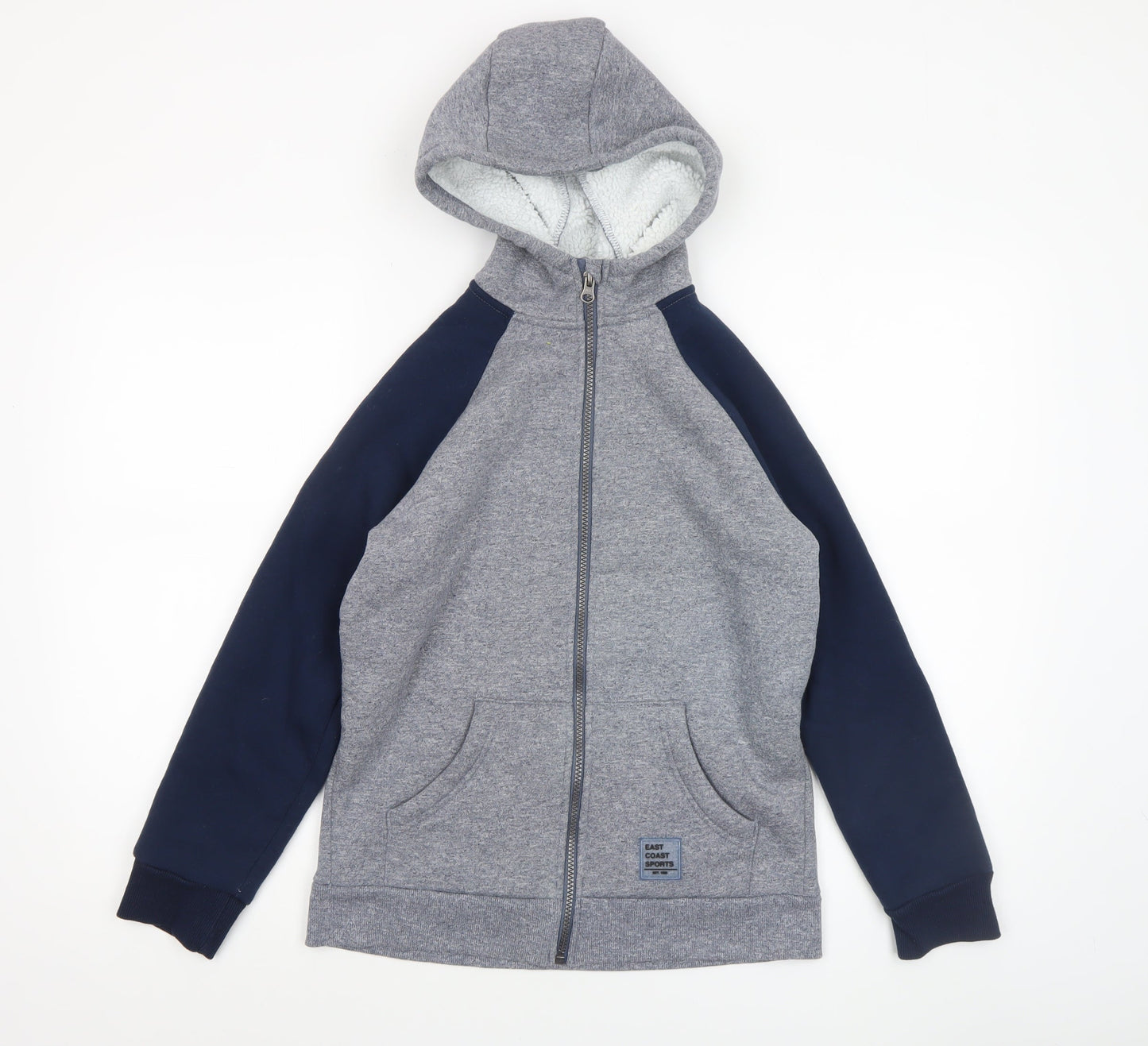 Dunnes Stores Boys Grey & Navy Full Zip Hoodie - Size 10-11 Years