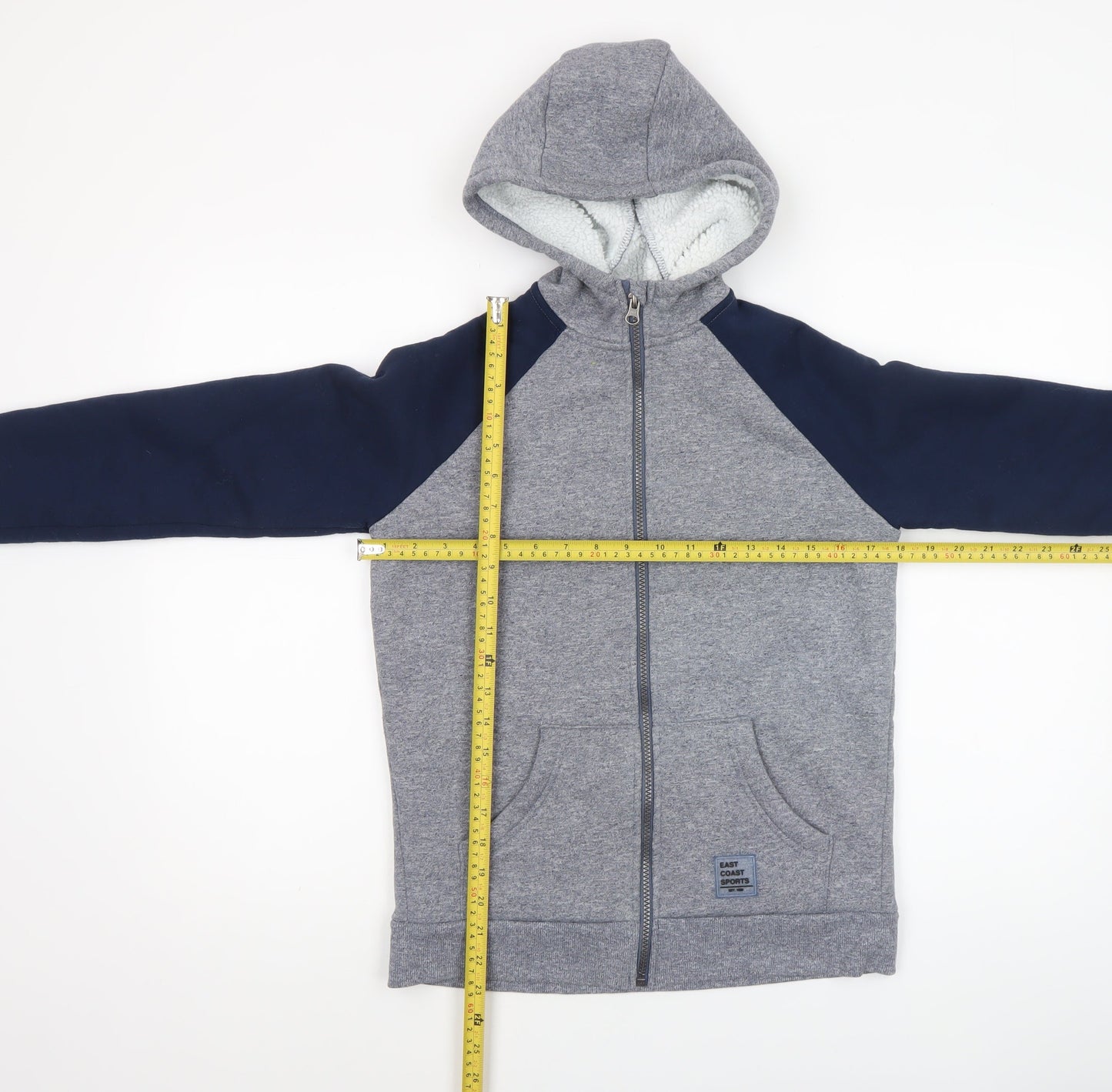 Dunnes Stores Boys Grey & Navy Full Zip Hoodie - Size 10-11 Years