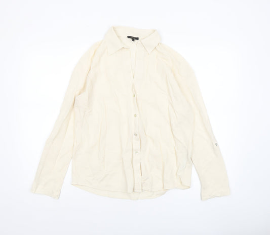 Massimo Dutti Women's Ivory Long Sleeve Button-Up Shirt Size S