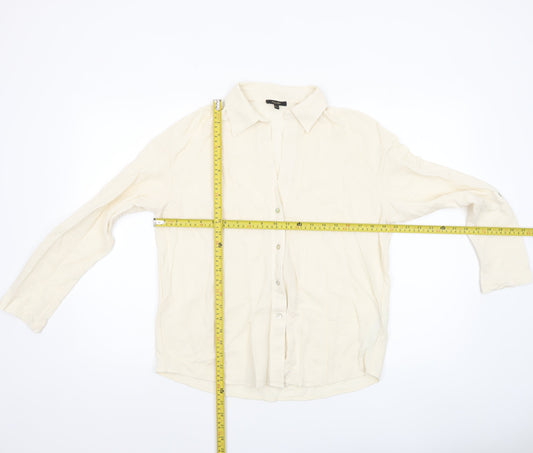 Massimo Dutti Women's Ivory Long Sleeve Button-Up Shirt Size S