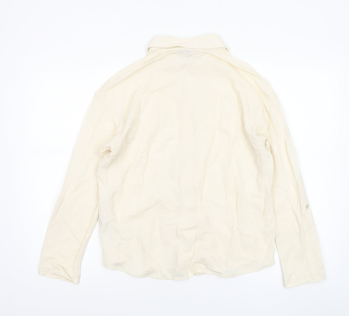 Massimo Dutti Women's Ivory Long Sleeve Button-Up Shirt Size S