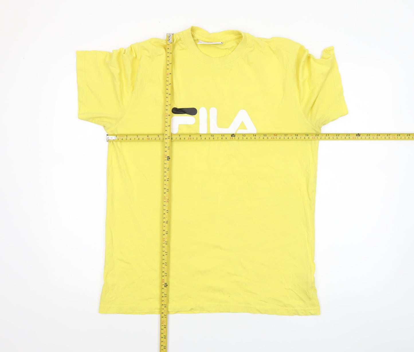 FILA Mens Yellow Short Sleeve Crew Neck Cotton Sports T-Shirt M