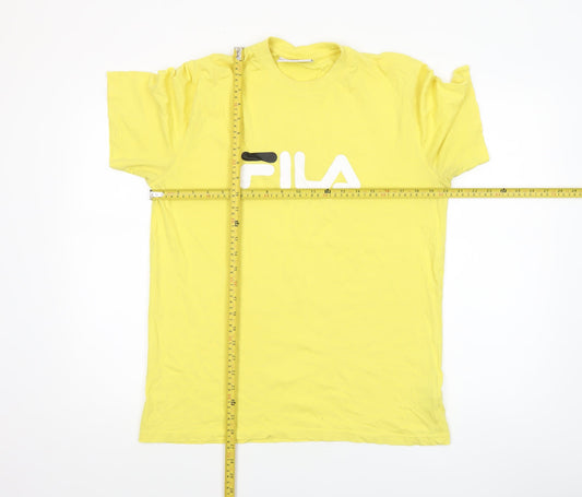 FILA Mens Yellow Short Sleeve Crew Neck Cotton Sports T-Shirt M