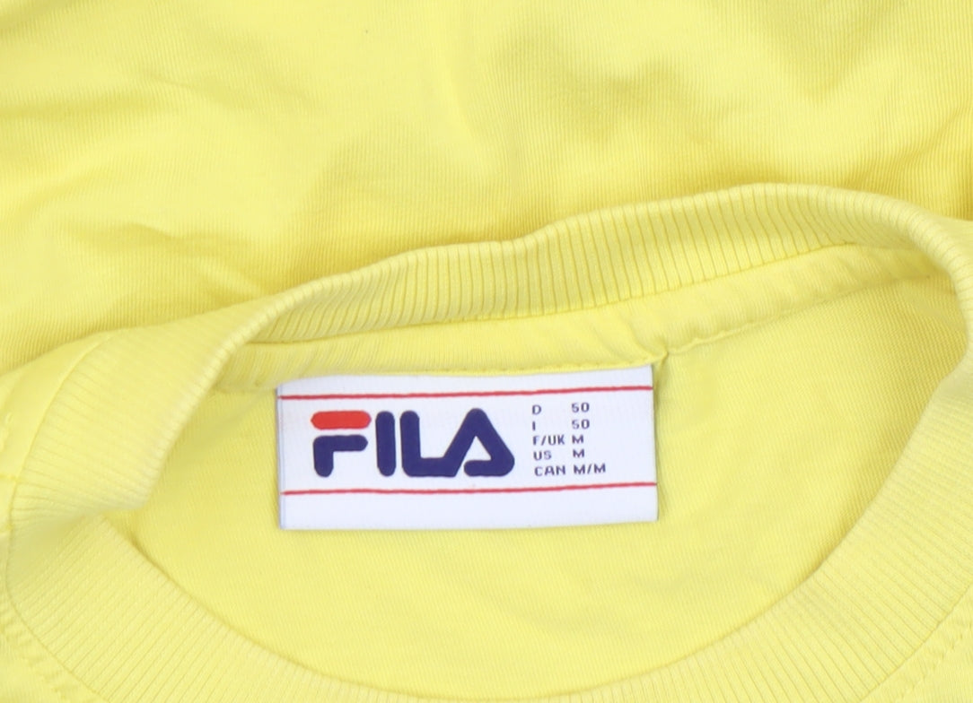 FILA Mens Yellow Short Sleeve Crew Neck Cotton Sports T-Shirt M