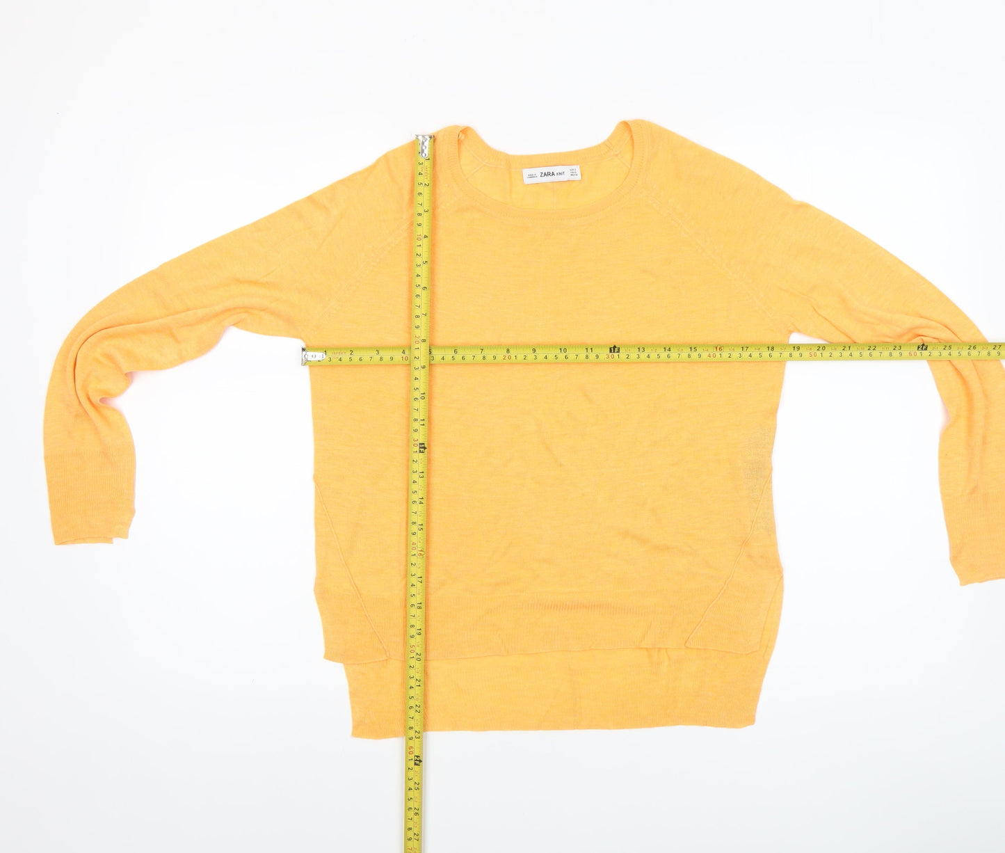 Zara Women’s Yellow Knit Pullover Jumper Size 8 Crew Neck