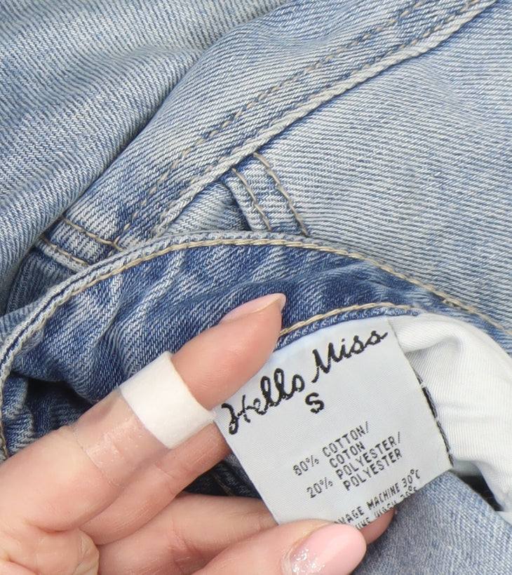 Hello Miss Womens Blue Distressed Denim Mini Skirt Size 12