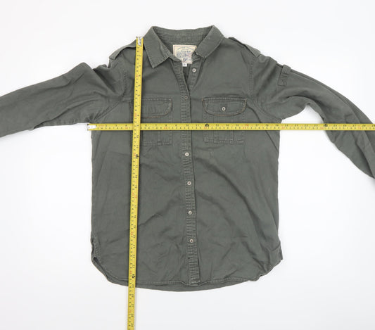 Hudson & Rose Women’s Green Cotton Long Sleeve Button-Up Shirt Size 10