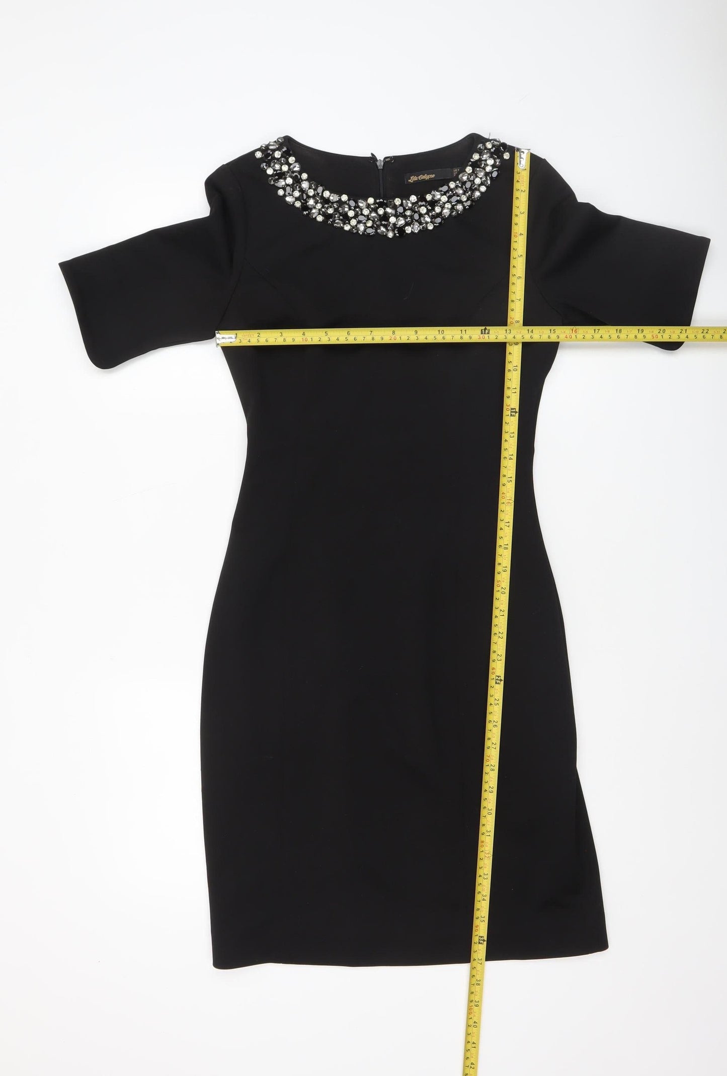 Lila Calypso Women Black UK 8 Embellished Knee Length Sheath Dress