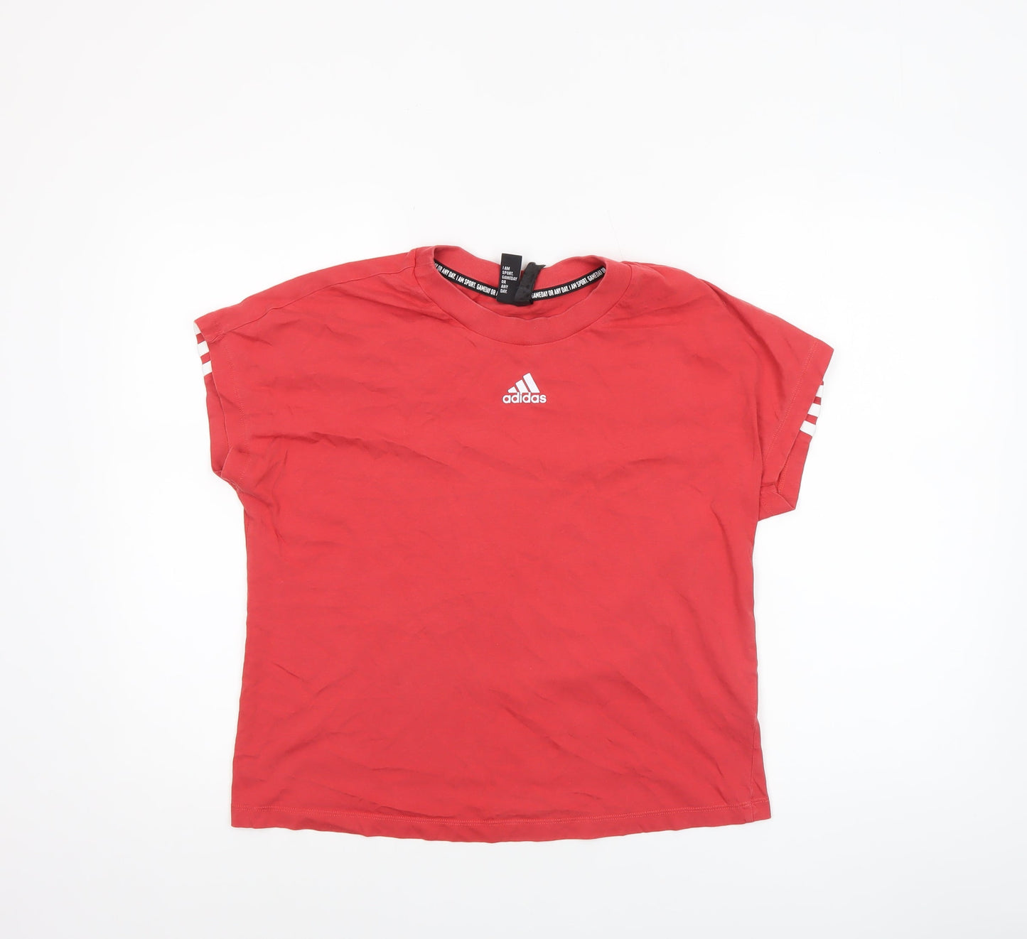Adidas Women's Red Short Sleeve Cotton Sports T-Shirt Size S