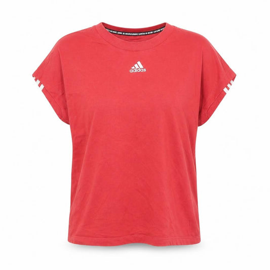Adidas Women's Red Short Sleeve Cotton Sports T-Shirt Size S