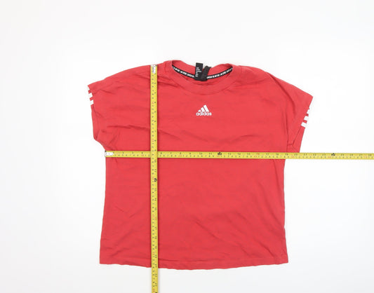 Adidas Women's Red Short Sleeve Cotton Sports T-Shirt Size S