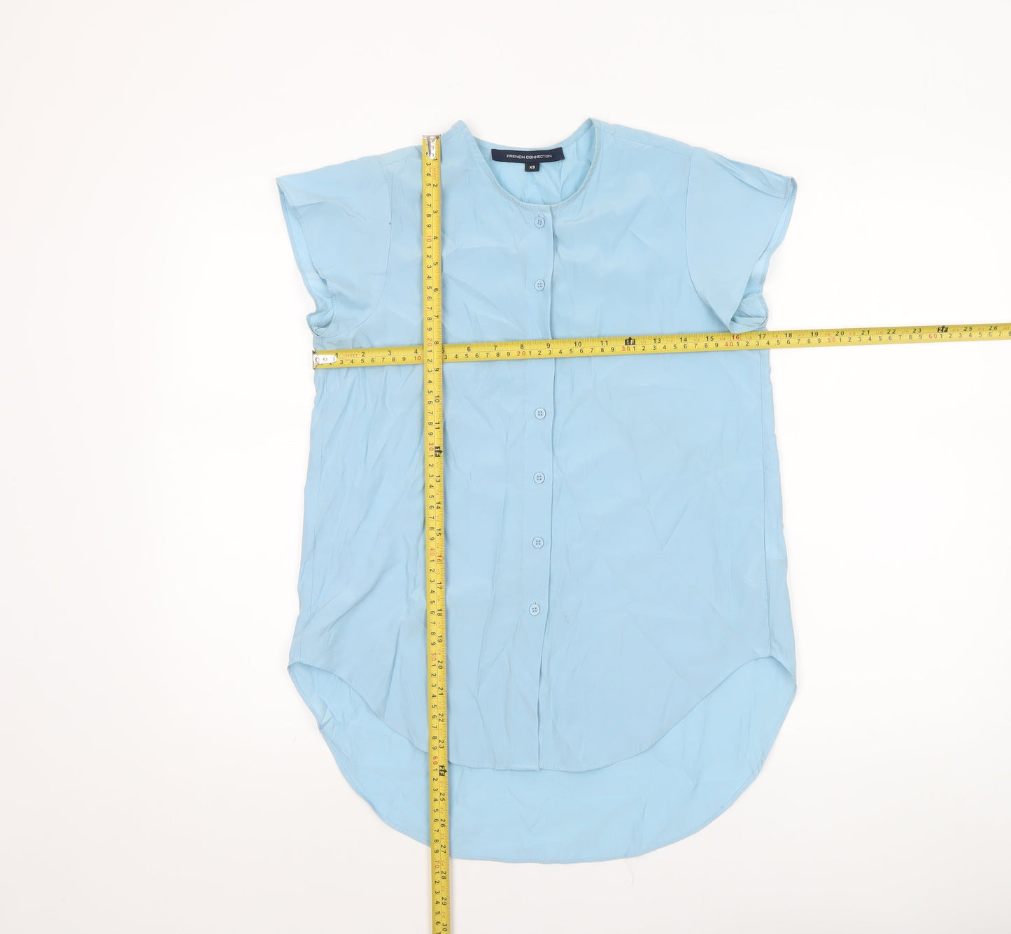 French Connection Women's Blue Button-Up Short Sleeve Blouse XS