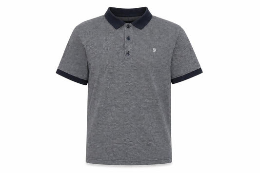 Farah Men's Grey Geometric Cotton Polo Shirt Size L Classic Fit