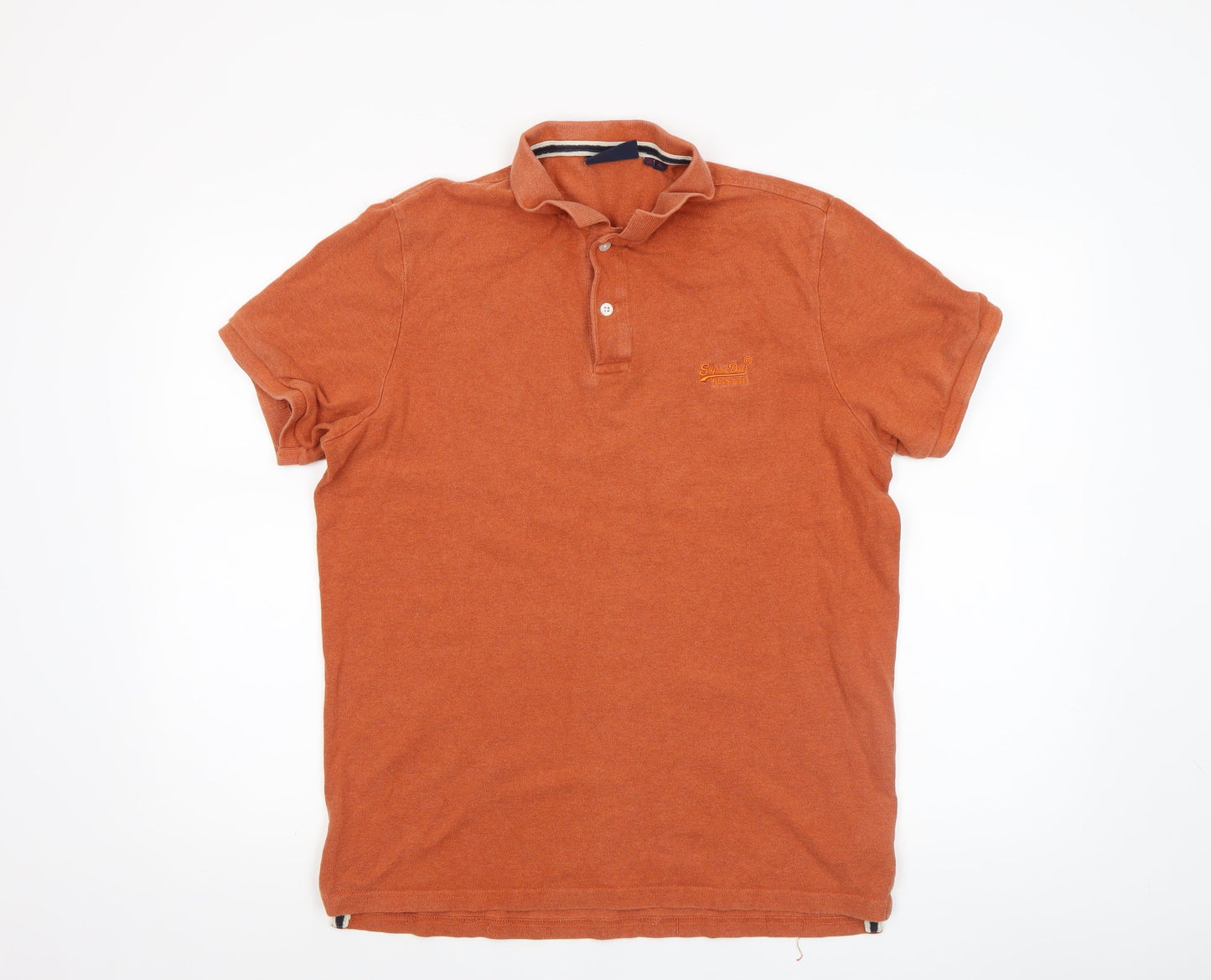 Superdry Men's Orange Cotton Polo Shirt XL Athletic Logo Classic Fit