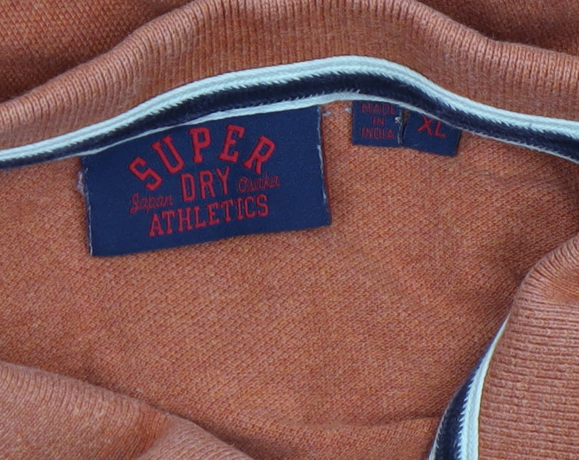 Superdry Men's Orange Cotton Polo Shirt XL Athletic Logo Classic Fit