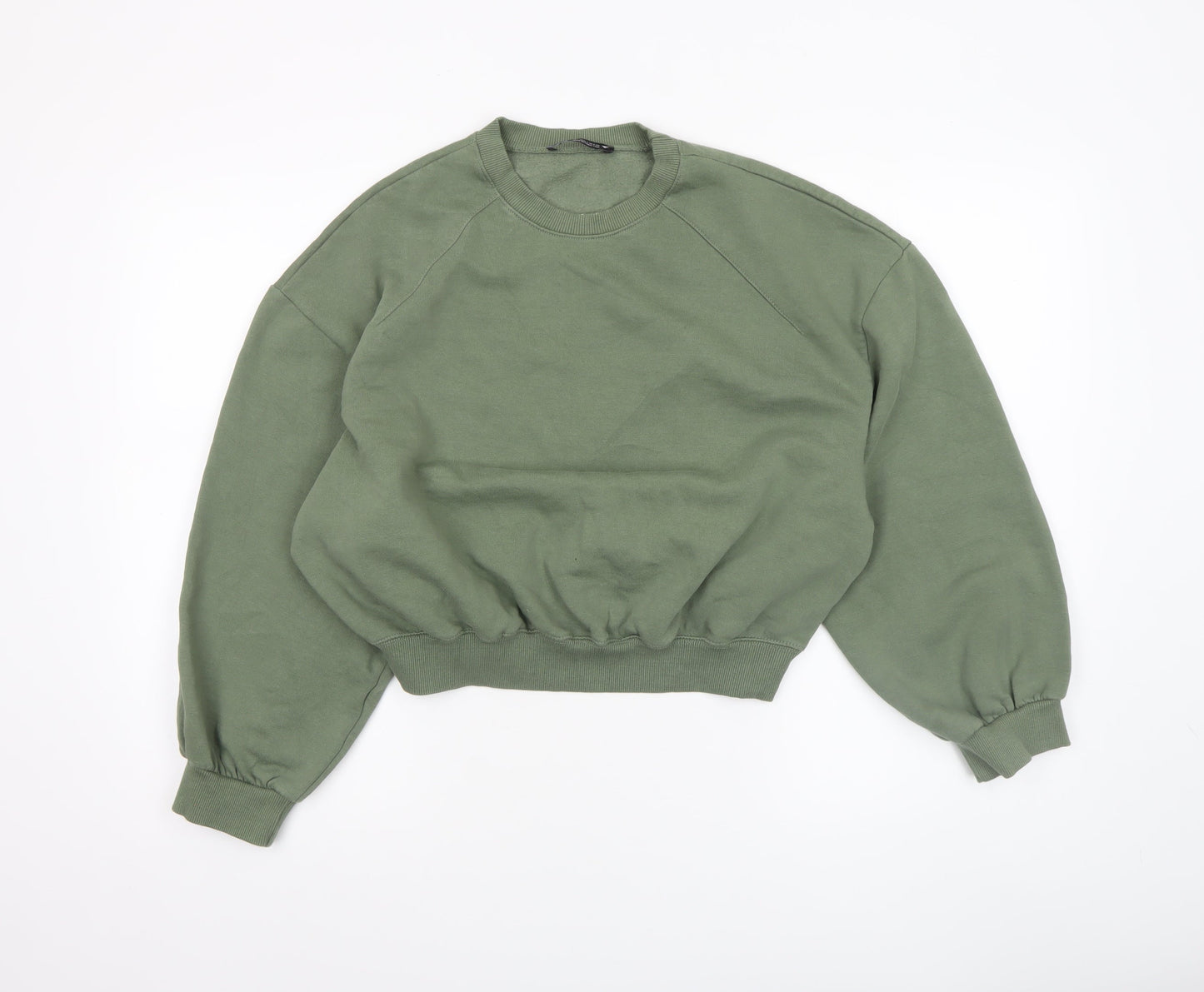 Zara Women Khaki Green Crew Neck Pullover Sweatshirt Size S