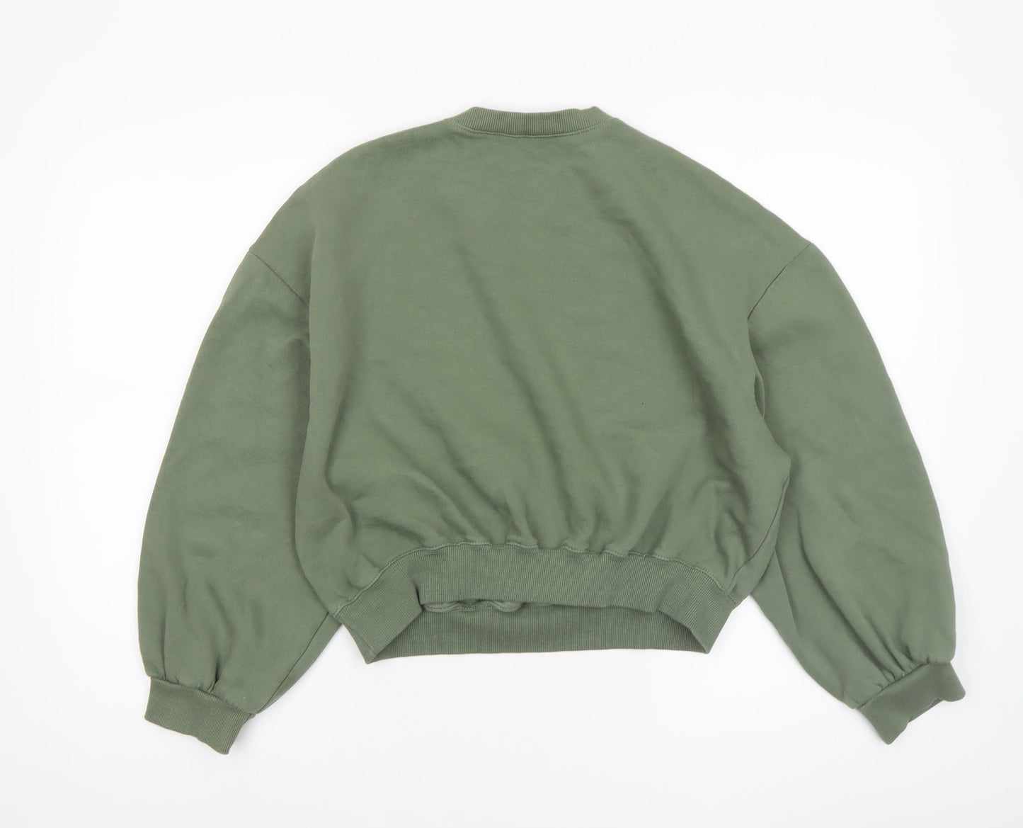 Zara Women Khaki Green Crew Neck Pullover Sweatshirt Size S