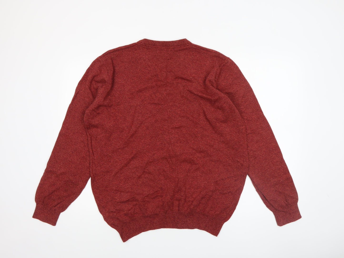 Dunnes Men Red Cotton V-Neck Pullover Jumper Size L