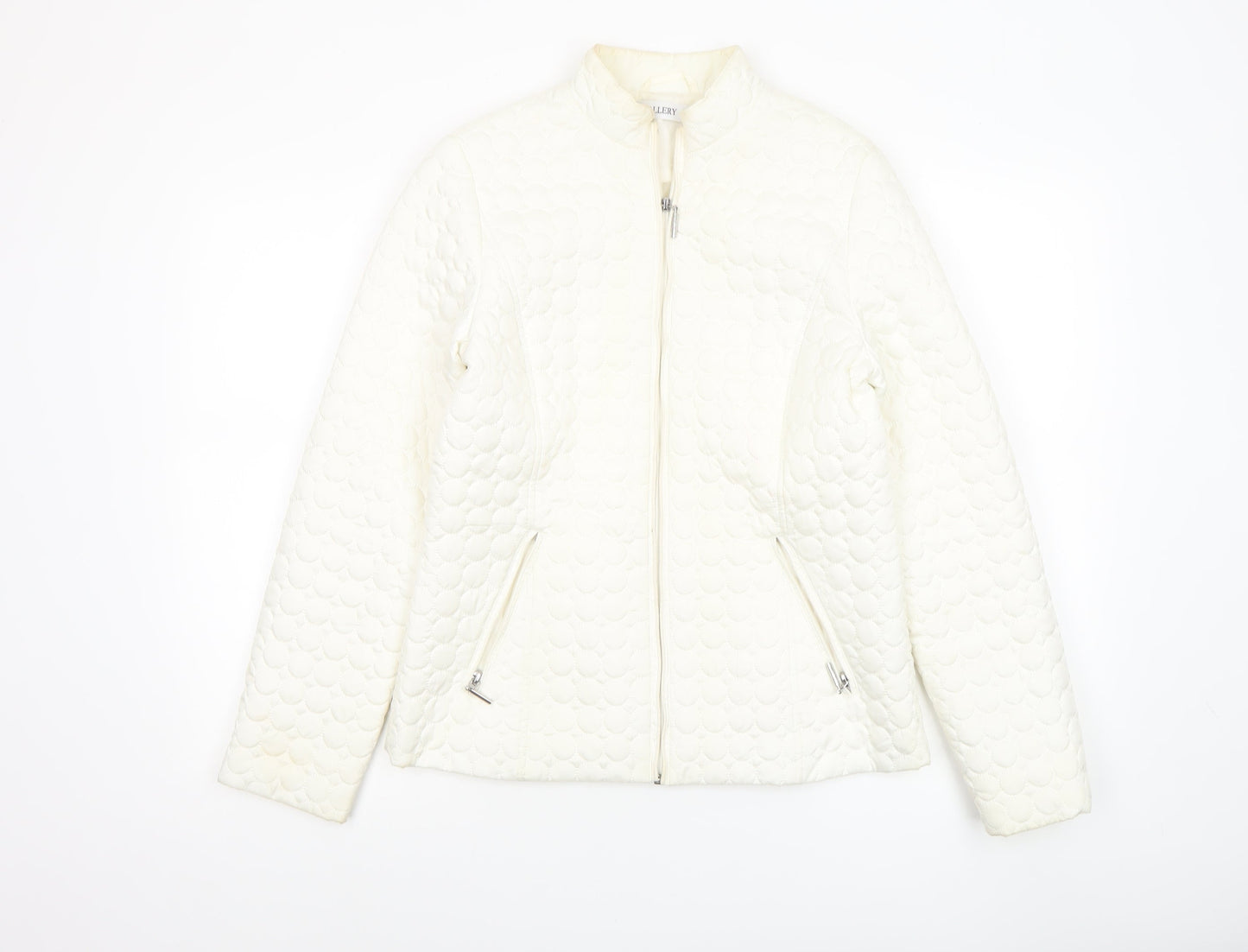Gallery Women Ivory Quilted Lightweight Jacket UK 10 Zip Pockets