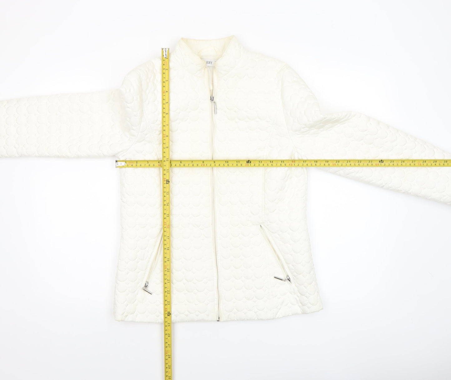 Gallery Women Ivory Quilted Lightweight Jacket UK 10 Zip Pockets