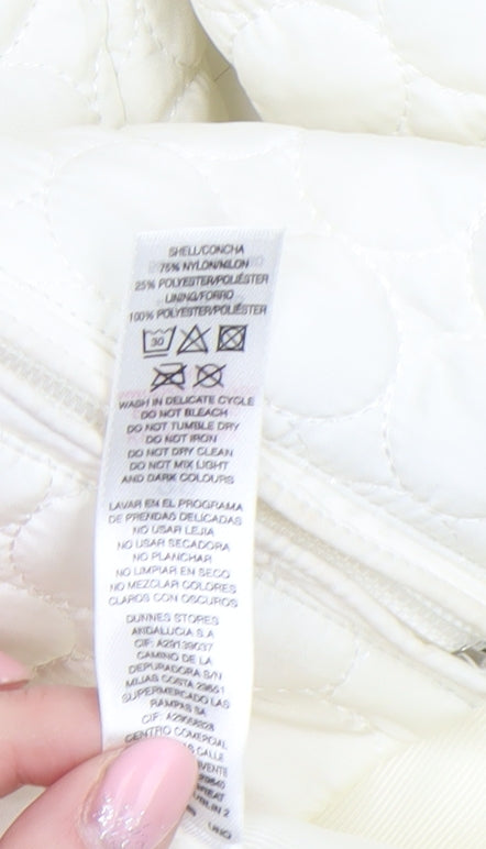 Gallery Women Ivory Quilted Lightweight Jacket UK 10 Zip Pockets